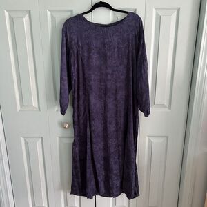 Vtg Thin Air Navy Blue Long Sleeve Maxi Dress Small Rayon Waist Tie